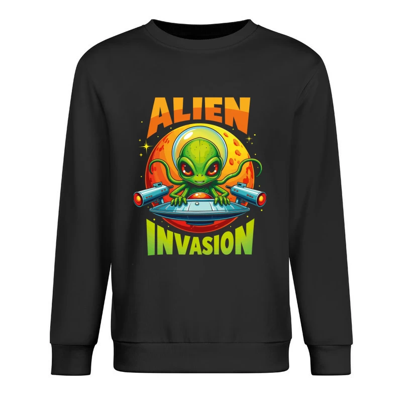 Retro Pixel Alien Invasion – Vibrant 8-bit Extraterrestrial Style! Male Pullover Sweatshirt