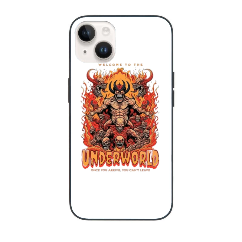 Welcome to the Underworld: Demonic Horror Art with Flaming Skulls iPhone Case