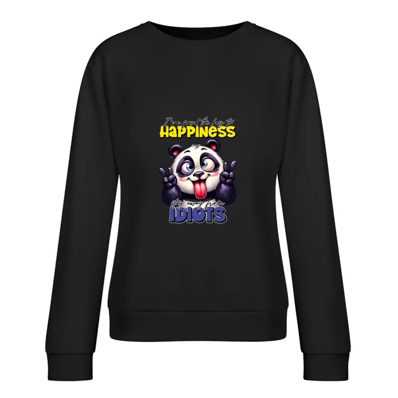 Panda Humor: The Key to Happiness Female Pullover Sweatshirt