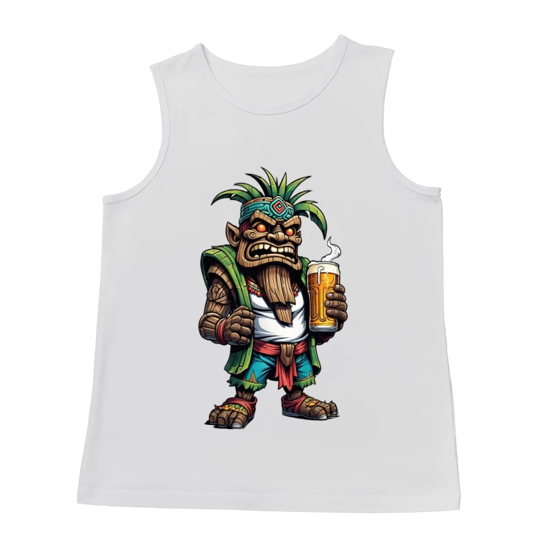 Angry Tribal Character with Beer Male Tank Top