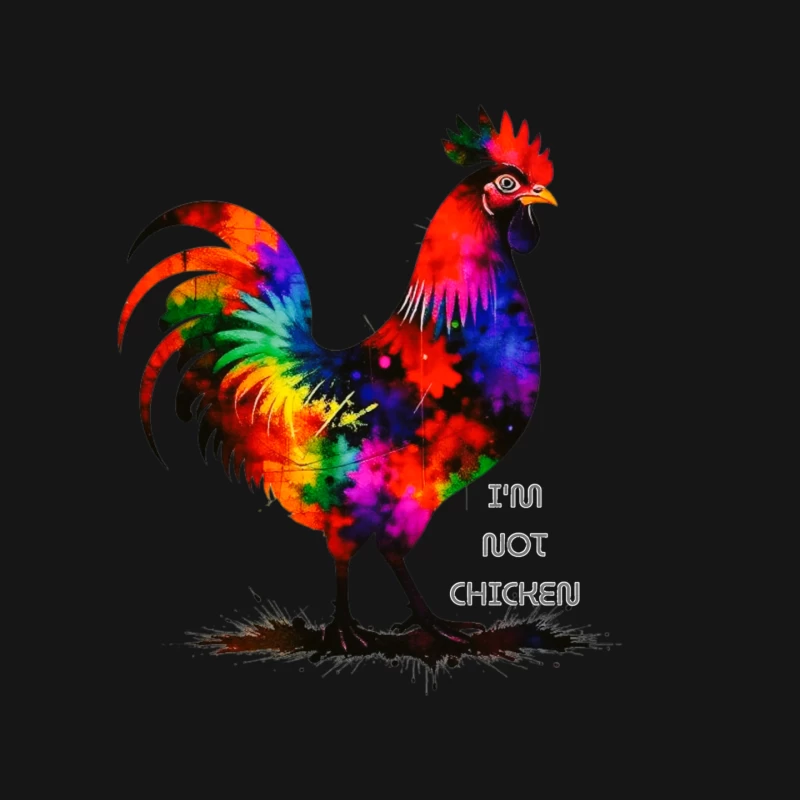 Rainbow Watercolor Rooster with Text Mouse Pad