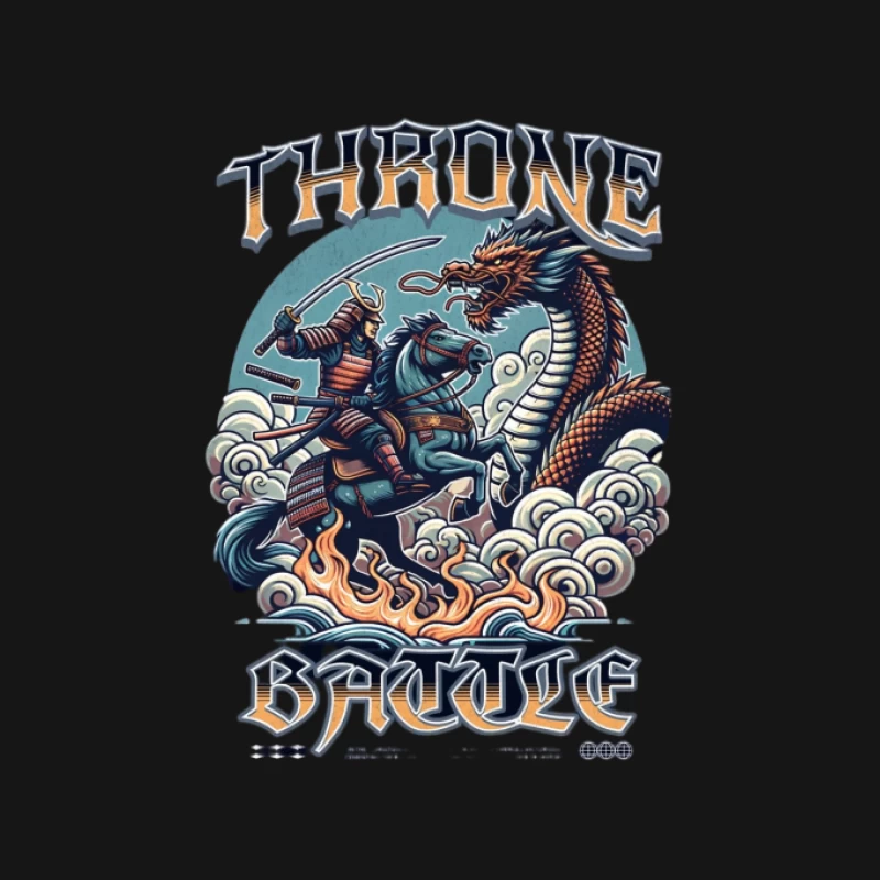 Samurai auf Pferd gegen Drachen im Kampf Herren T-Shirt