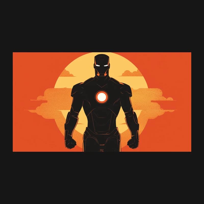 Iron Man Silhouette Against Sunset Sky Desk Mat