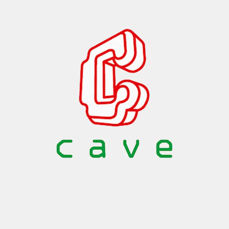 Cave: Red Geometric Logo with Green Text Male Tank Top
