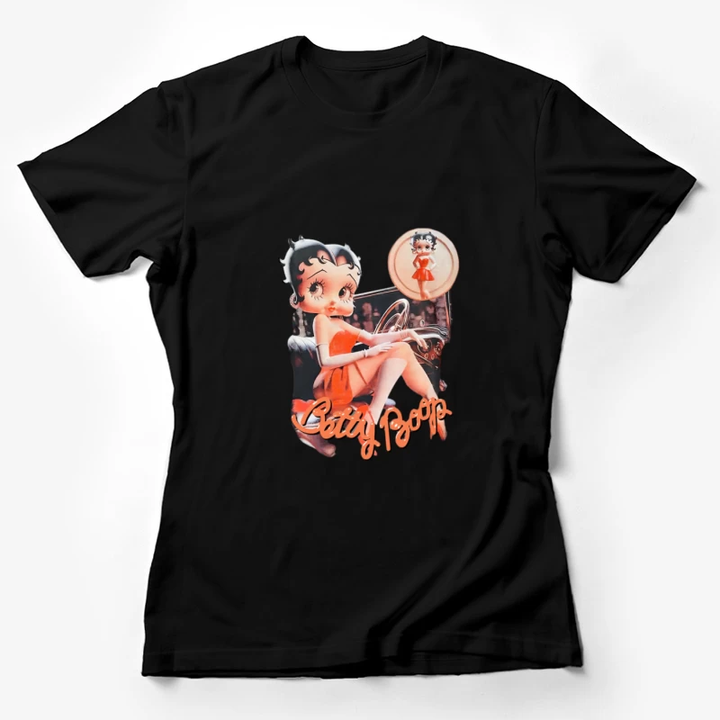Betty Boop dans la Voiture, Illustration Rétro et Dessin Animé Femme T-Shirt