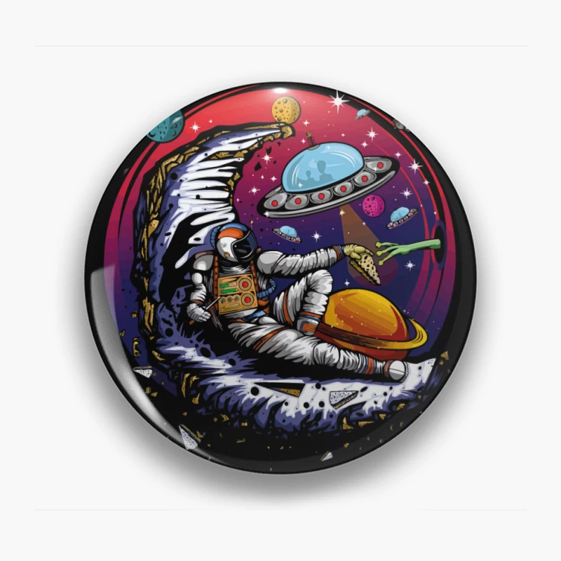 Pizza in the Cosmos: Delight for an Astronaut Pin