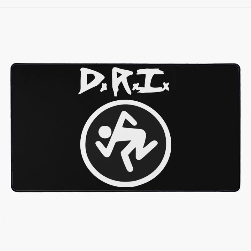 DRI Records Running Man Logo in Black and White Circle Desk Mat