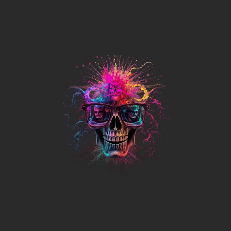 Psychedelic Skull with Reflective Sunglasses in Vibrant Colors Baseball Cap