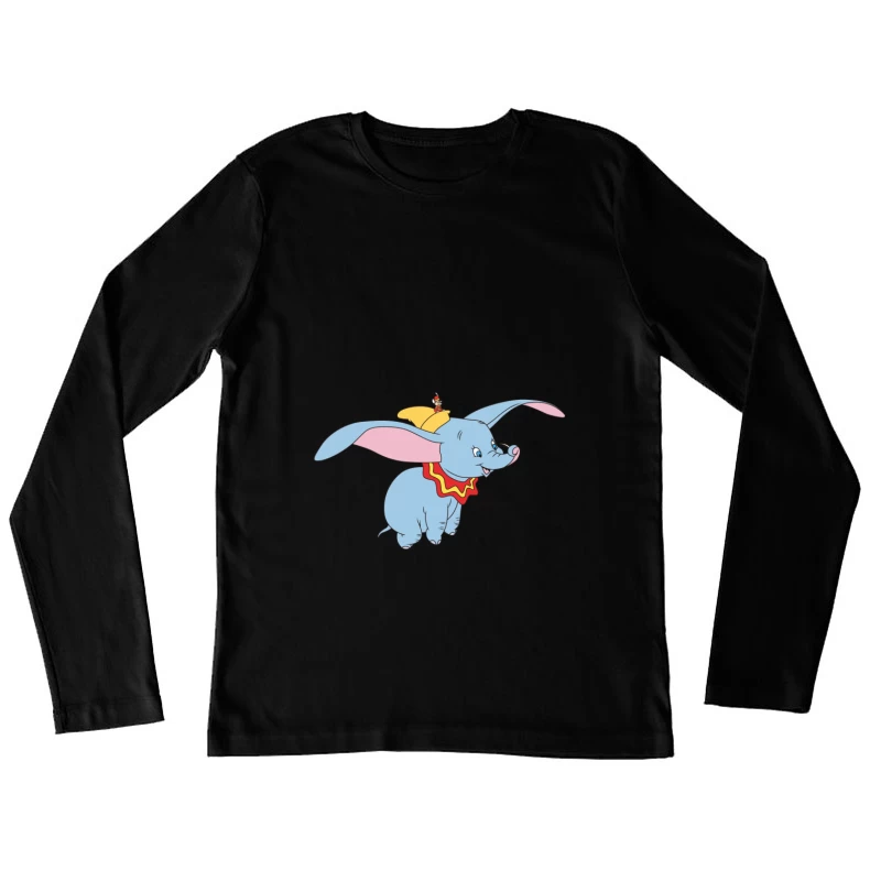 Fliegender Elefant mit großem Hut Damen Langarm T-Shirt
