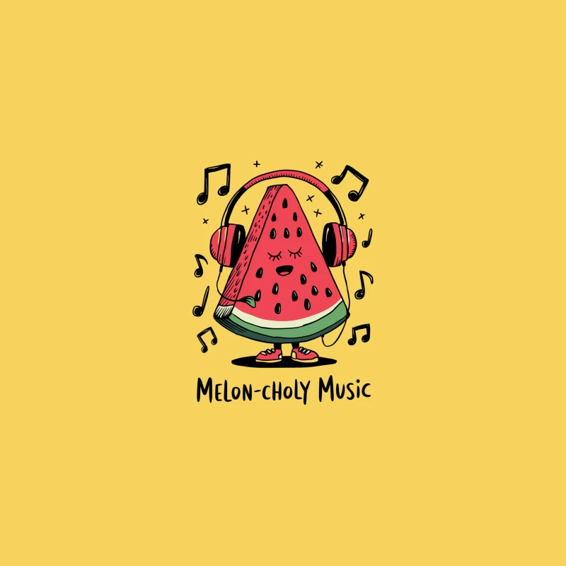 Cute Cartoon Watermelon Listening to Melon-choly Music Bucket Hat