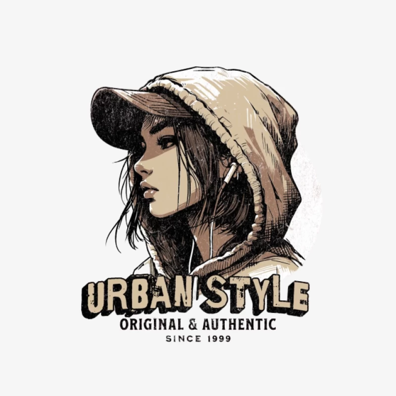 Urbanes Stil, Mütze und Kopfhörer Illustration Herren Pullover Sweatshirt