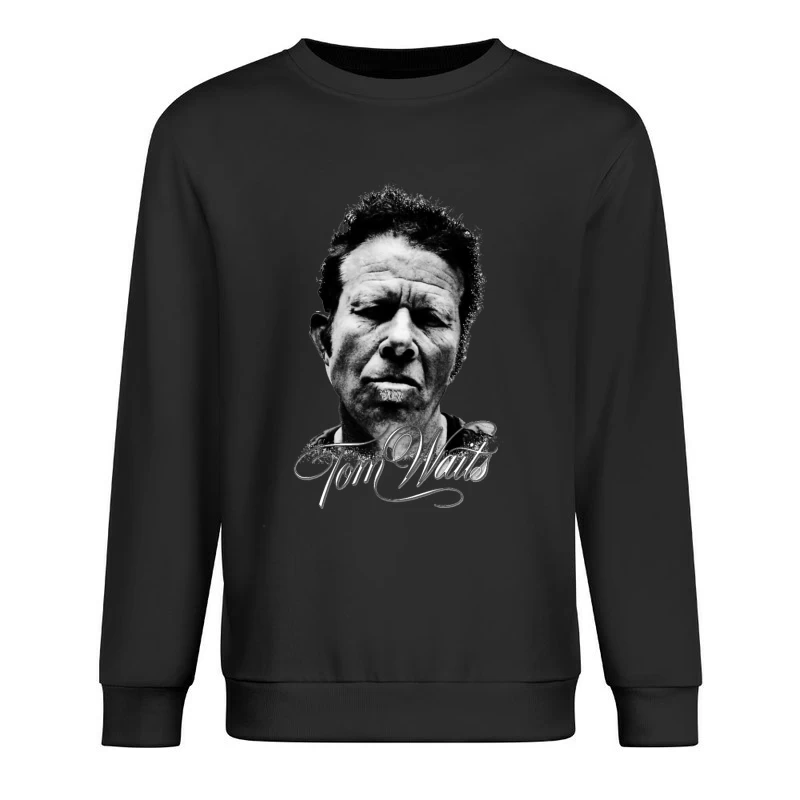 Dramatic Black and White Portrait with Intense Expression Male Pullover Sweatshirt