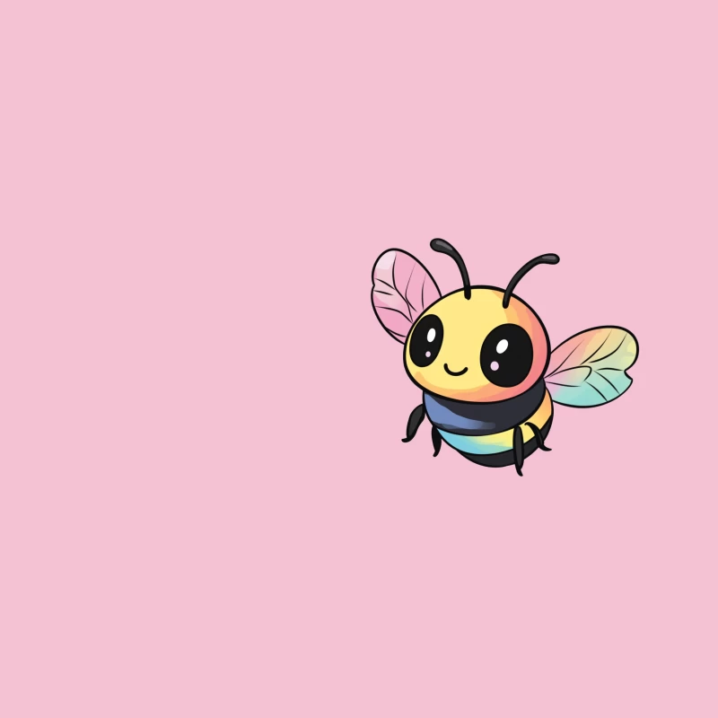 Adorable Cartoon Bee with Rainbow Wings Bucket Hat