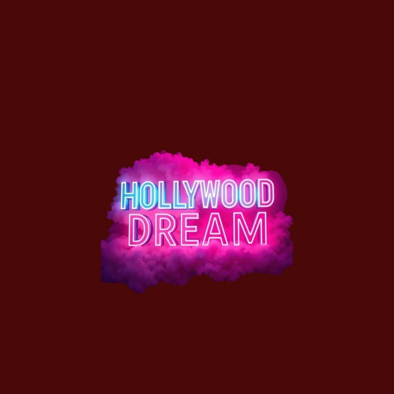 Neon Hollywood Dream Sign with Pink Cloud Background Desk Mat