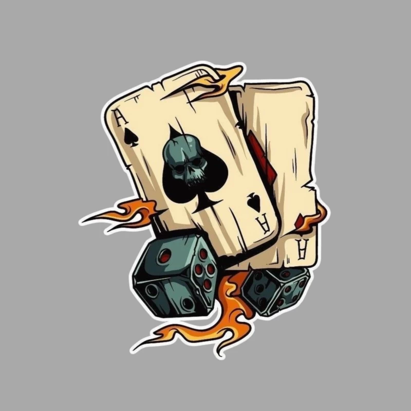 Skull and Playing Cards with Dice Male Pullover Hoodie