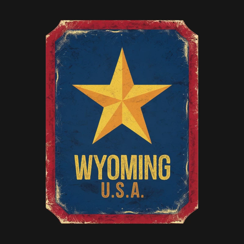 Vintage Wyoming USA Star Emblem Sign Male Long Sleeve T-Shirt