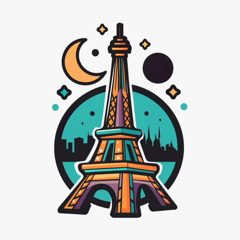 Tour Eiffel stylisée la nuit Homme Manches Longues T-Shirt