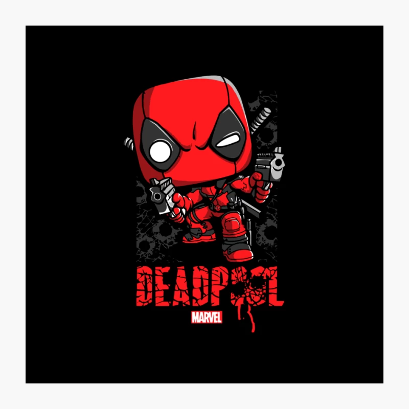 Stylized Deadpool Marvel Superhero Cartoon Design Pin