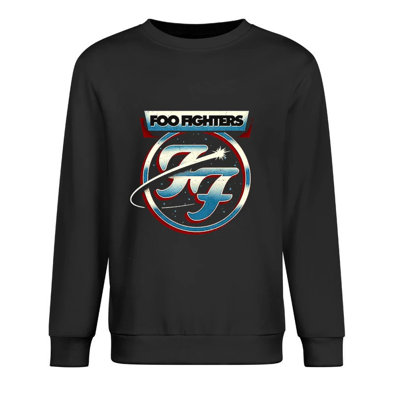 Foo Fighters Classic Circular Band Logo in Red and Blue Male Pullover Sweatshirt