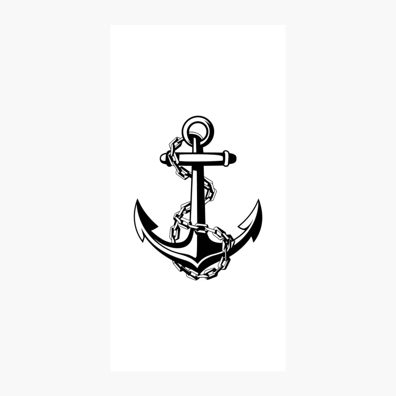 Black and White Nautical Anchor with Chain Symbol iPhone Case