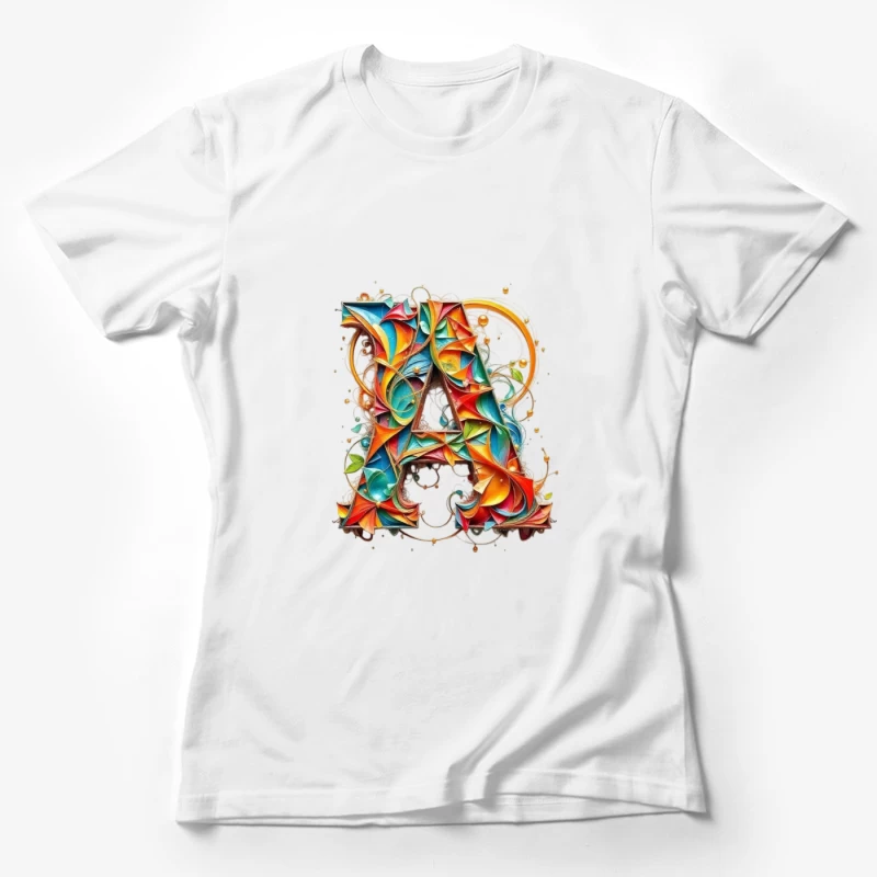 Vibrant Paper Quilled Letter A Typography Art Female T-Shirt