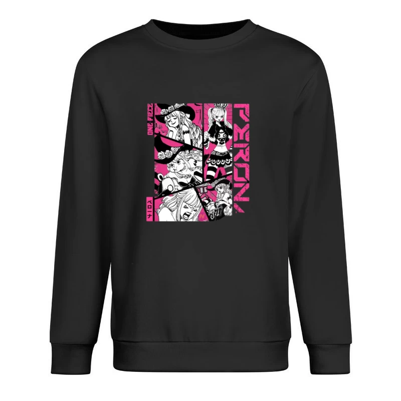 Manga Charakterdesign mit Rosa Hintergrund Herren Pullover Sweatshirt