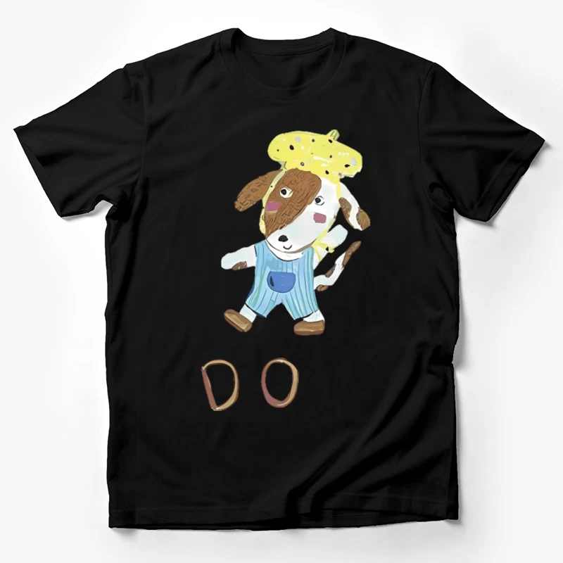 Niedlicher Hund mit gelbem Hut Herren T-Shirt