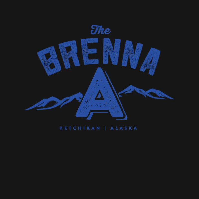 Vintage-Style Blue Logo for The Brenna in Ketchikan, Alaska Mouse Pad