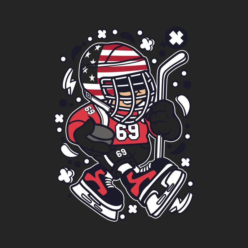 Joueur de hockey américain stylisé Homme Sweat-shirt à enfiler