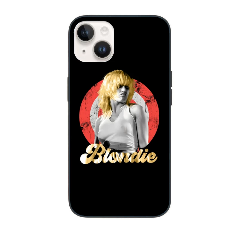 Stylized Music Portrait with Red Circle Backdrop iPhone Case