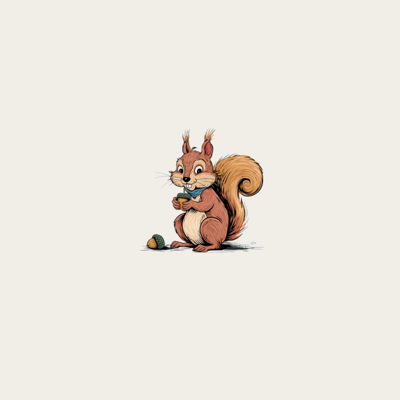 Cute Cartoon Squirrel Holding Acorn Bucket Hat