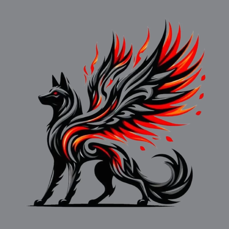 Winged Wolf Fantasy Art Pin