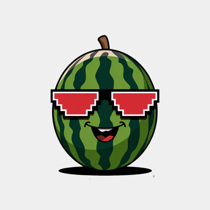 Cool Cartoon Watermelon with Pixel Art Sunglasses Male Tank Top