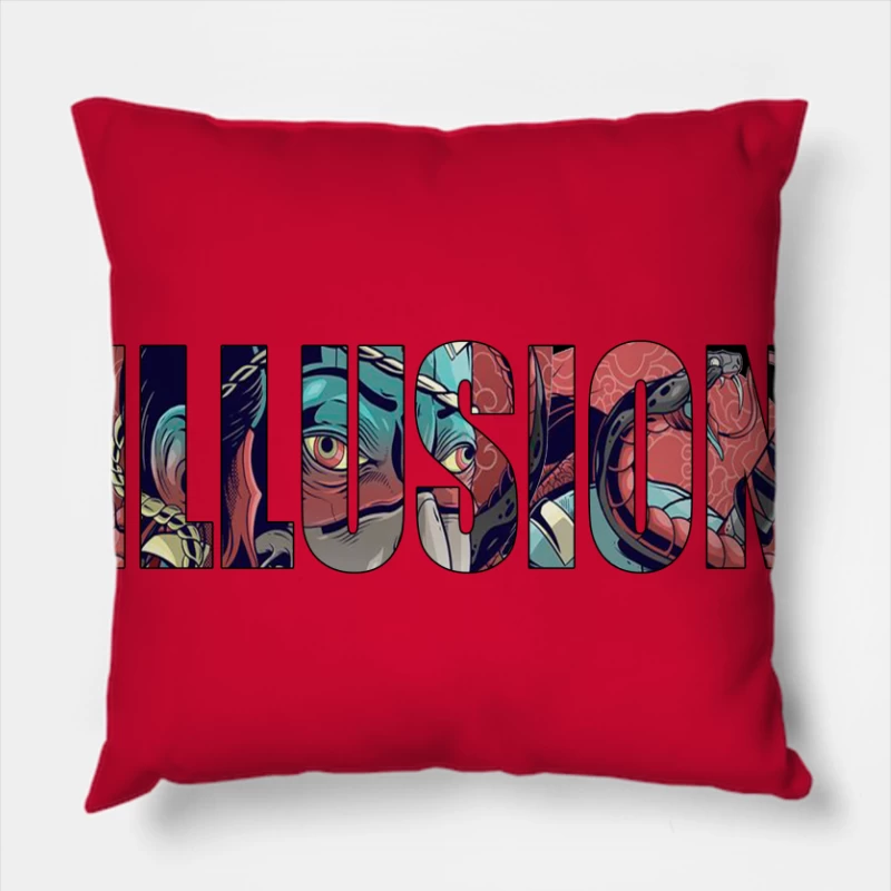 Colorful Artistic Illusion Design Throw Pillow