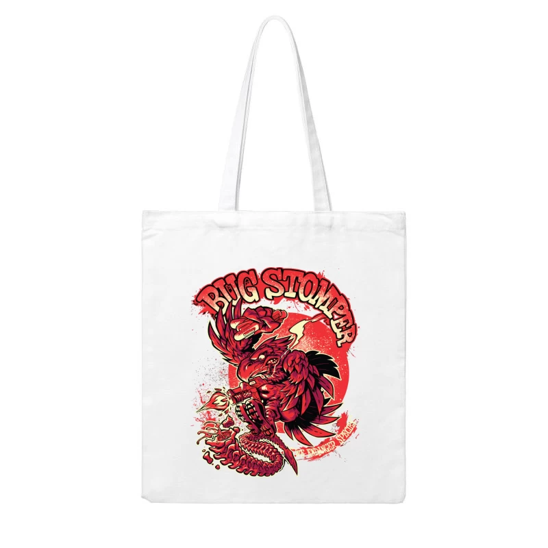 Fierce Cartoon Creature Artwork Cotton Tote Bag