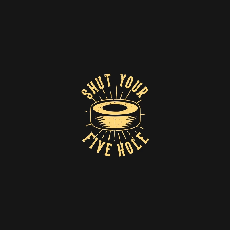 shut your five hole with hockey  Minimalist Gold Typography: Hockey Puck Motivational Design Desk Mat