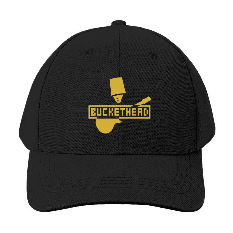 Gold Buckethead Guitar Player Logo Design Baseball Cap