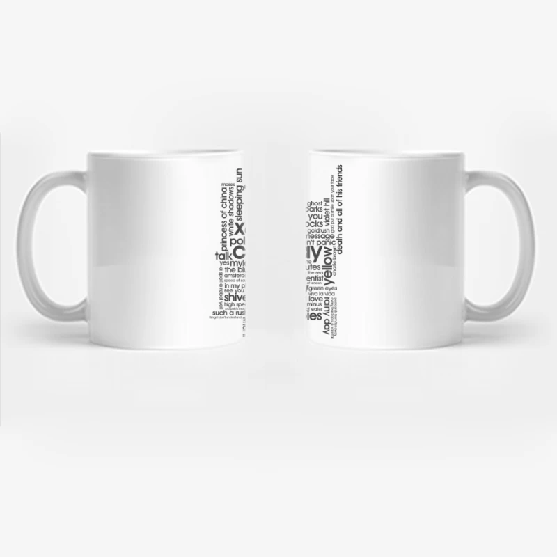 Coldplay Songs Word Cloud Typography Art Coffee Mug