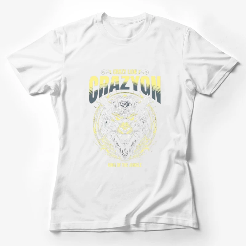 Fierce Tiger Tribal Art with "Crazyon" Typography Design Female T-Shirt