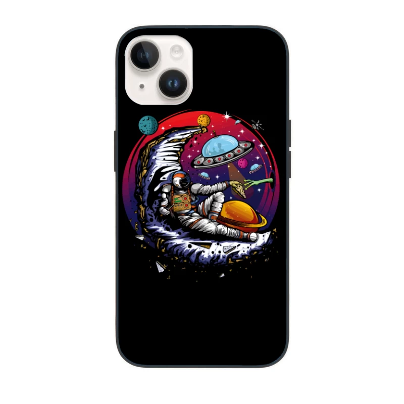 Pizza in the Cosmos: Delight for an Astronaut iPhone Case