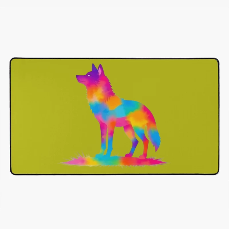 Colorful Unicorn Silhouette Illustration Desk Mat