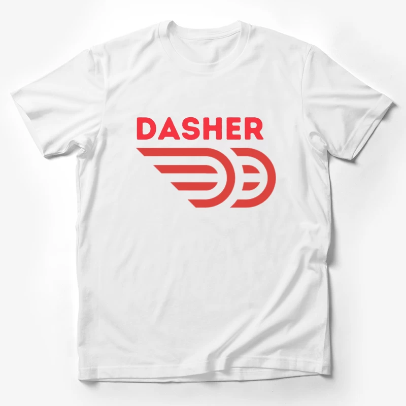 Red Minimalist Dasher Delivery Service Logo Male T-Shirt