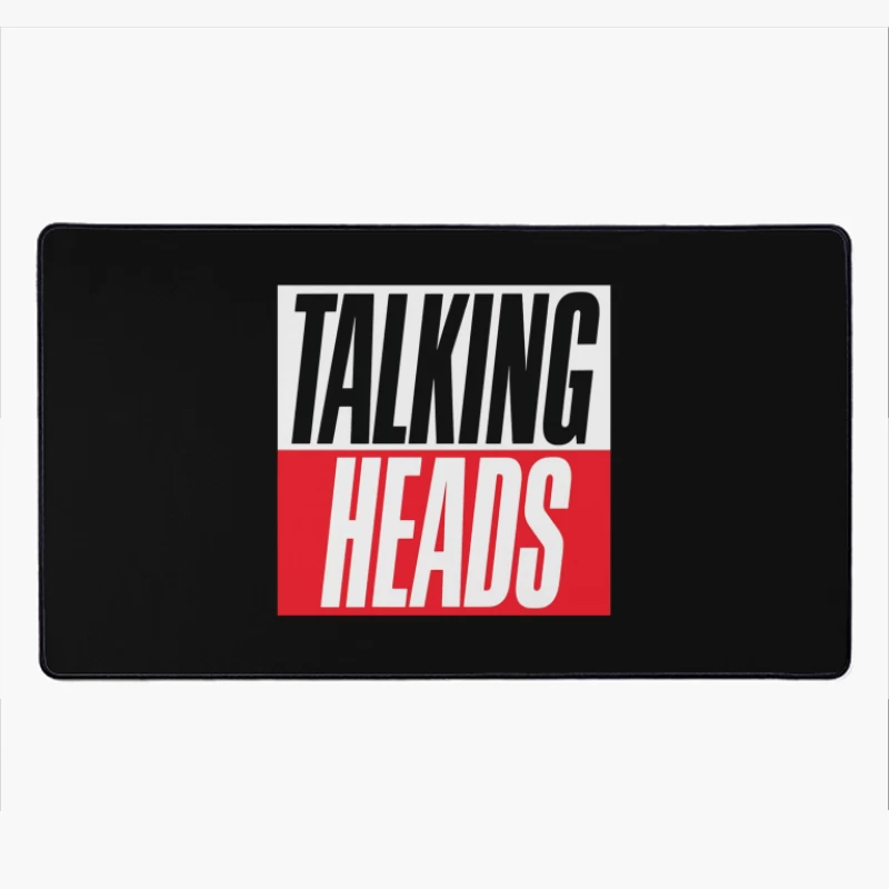 Talking Heads Classic Band Logo Design in Black and Red Typography Desk Mat