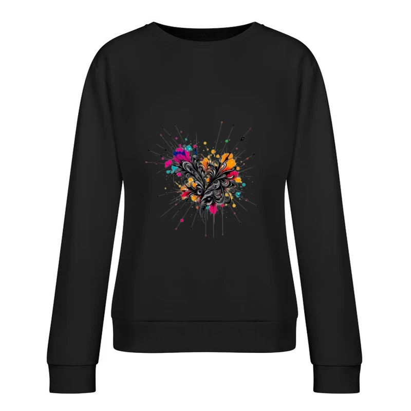 Colorful Abstract Floral Art Illustration Female Pullover Sweatshirt