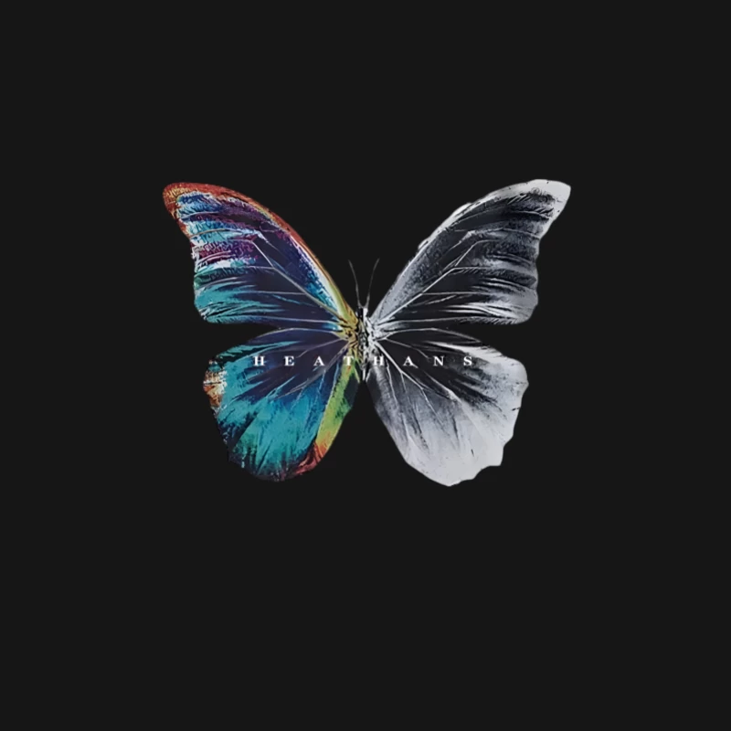Design de papillon avec des ailes noires et colorées Homme Manches Longues T-Shirt