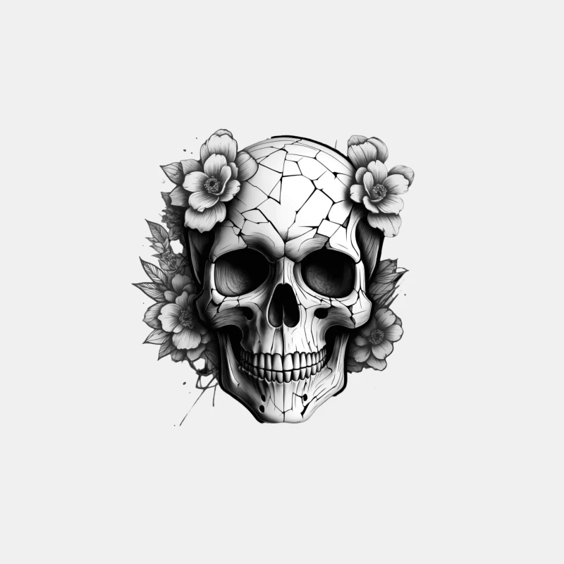 Cracked Skull with Flowers Male Tank Top