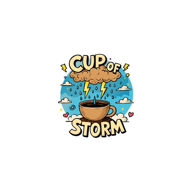 Cup of Storm – Whimsical Pixel Art with Lightning Charm! Desk Mat