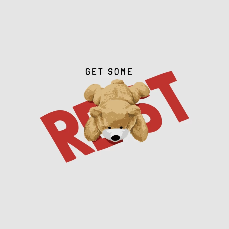 Teddybär auf REST Schriftzug Herren Pullover Hoodie