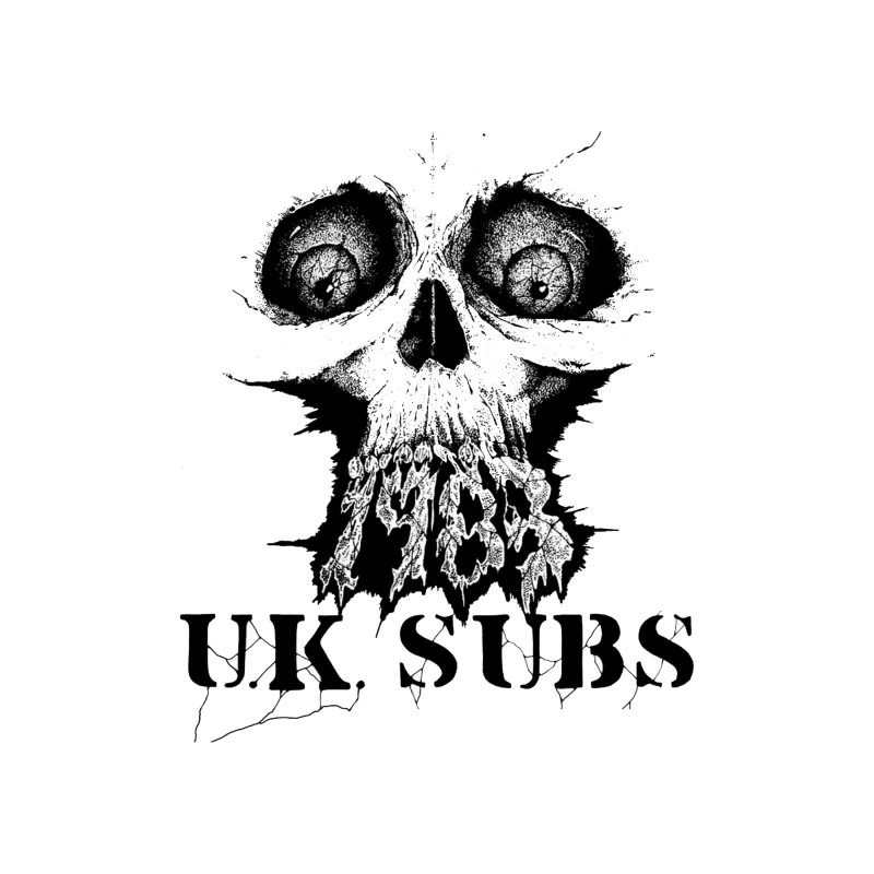 UK Subs Punk Rock Band Gothic Skull Logo Throw Pillow