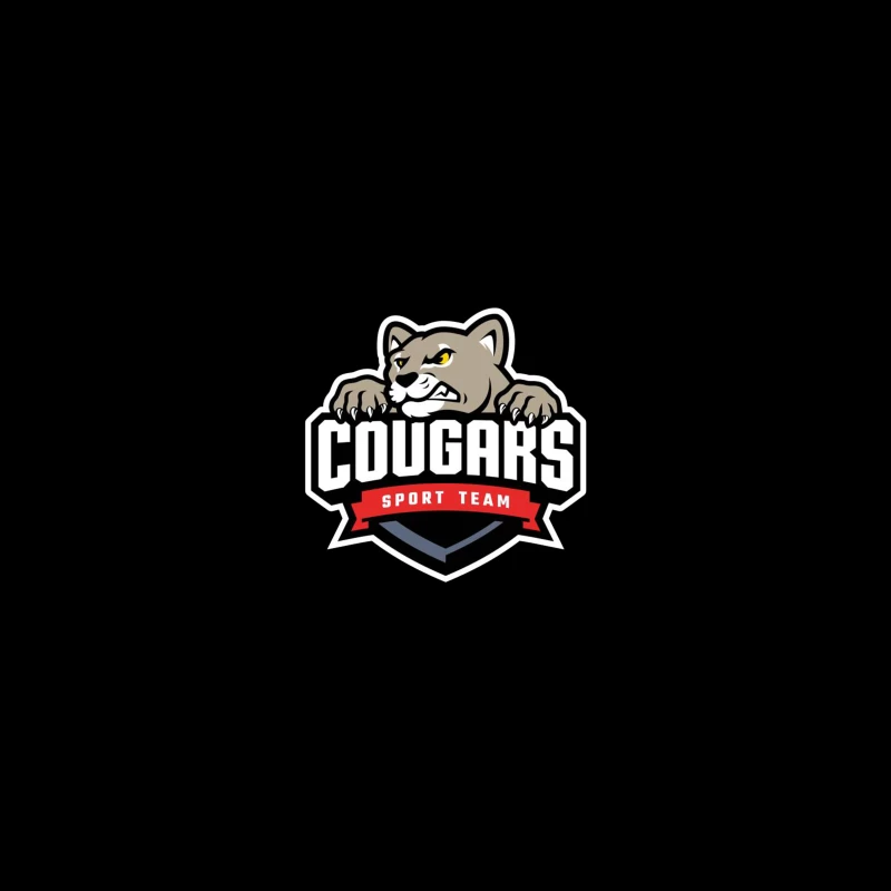 Fierce Cougar Sports Team Logo with Red Banner Coffee Mug